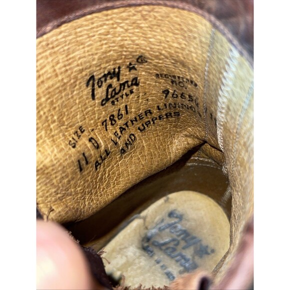 Tony Lama Vintage Packer Logger Boots Mens Size 11D Western Leather Lace Brown - Picture 12 of 14